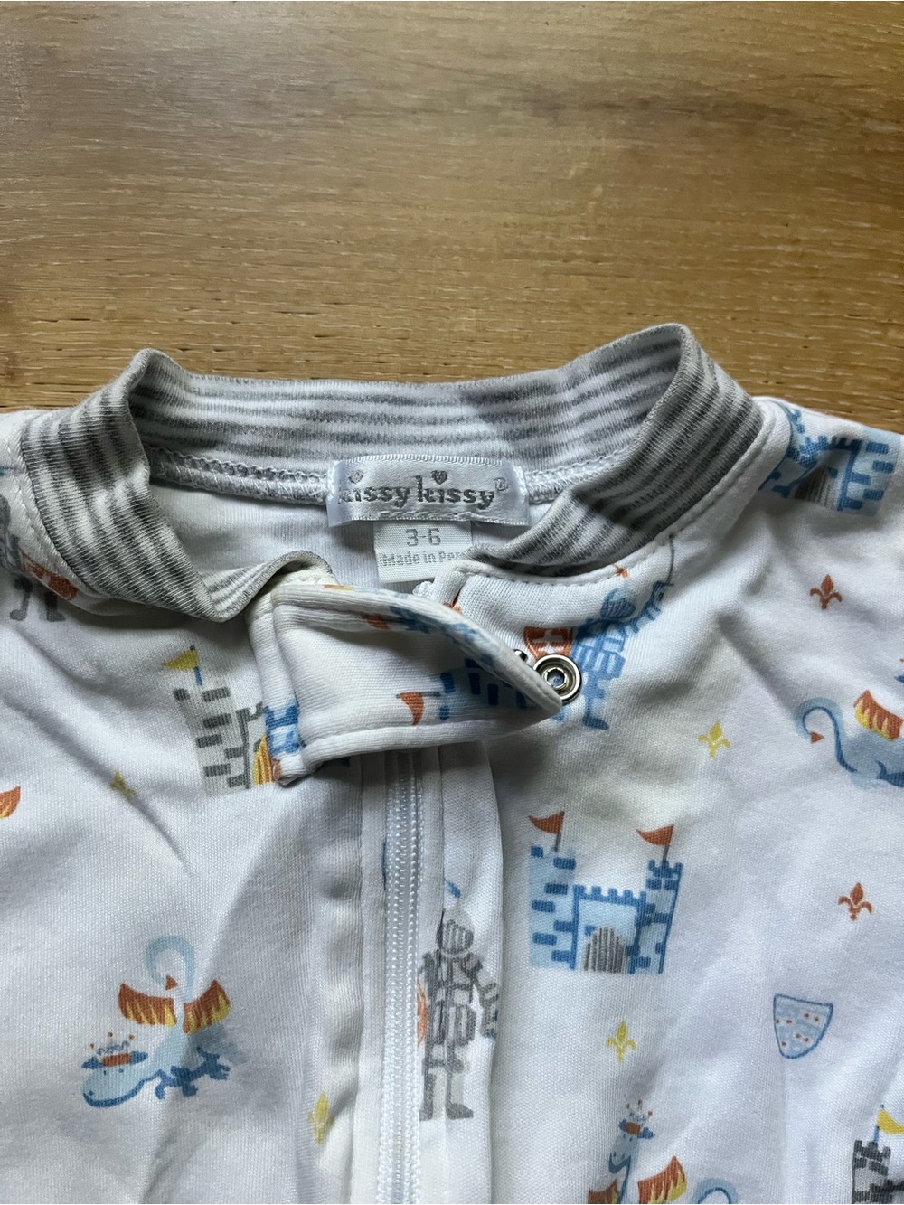 Kissy Kissy Pima Cotton Medieval Knight & Dragon Print Footie Sleeper